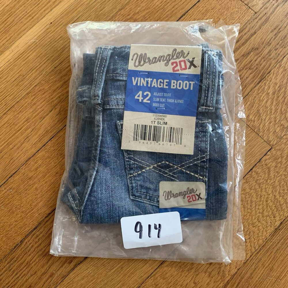 Wrangler Toddler Jean 1T, 20X Vintage Boot Cut Slim Fit, Brand NEW Retail $30